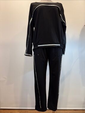 Rinascimento Black & Silver 2-Piece Tracksuit Set Small